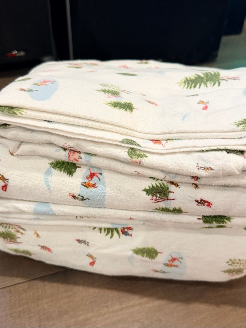 Threshold White Holiday Scene Queen Flannel sheet set winter themed